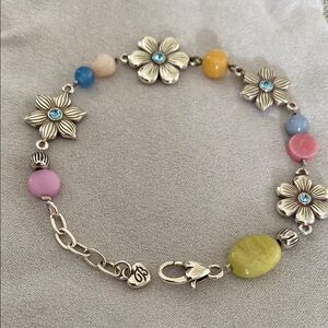 Brighton Florette Flower Silver Bracelet with Multicolor Beads Brand New